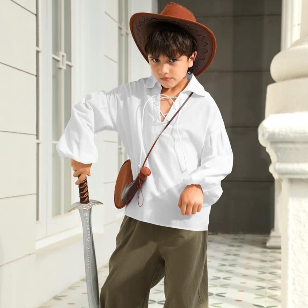 White boys pirate costume linen shirt